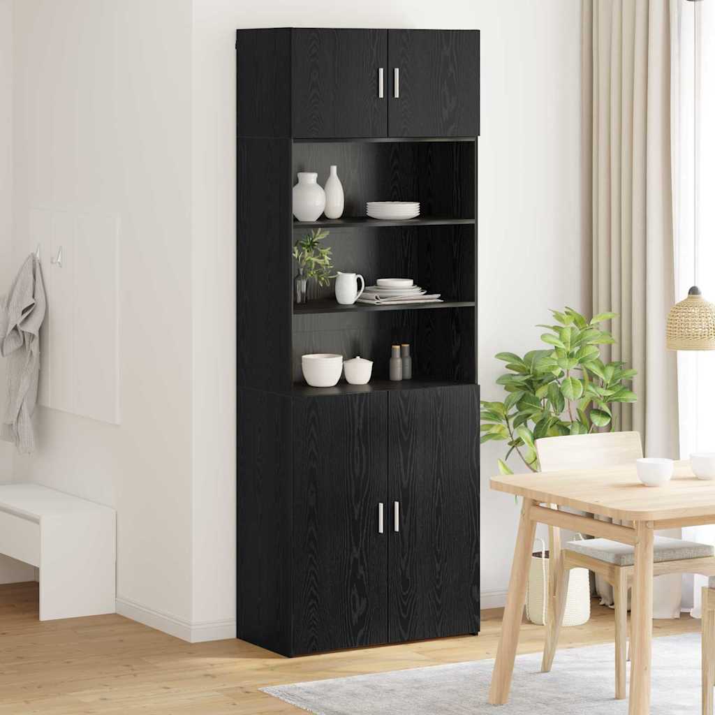 Aufbewahrungsschrank Schwarz Eichen-Optik 80 x 42,5 x 225 cm