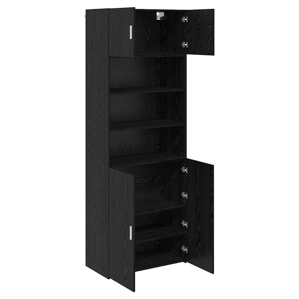Aufbewahrungsschrank Schwarz Eichen-Optik 80 x 42,5 x 225 cm
