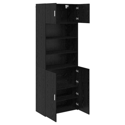 Aufbewahrungsschrank Schwarz Eichen-Optik 80 x 42,5 x 225 cm