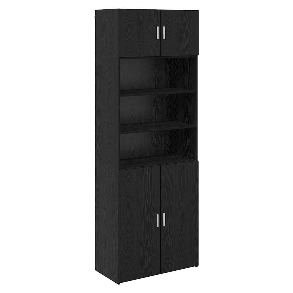 Aufbewahrungsschrank Schwarz Eichen-Optik 80 x 42,5 x 225 cm
