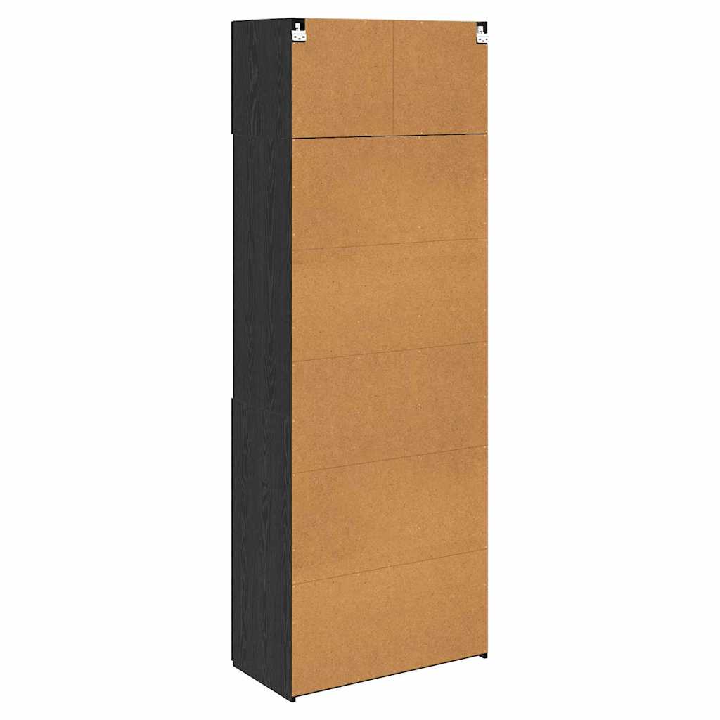 Aufbewahrungsschrank Schwarz Eichen-Optik 80 x 42,5 x 225 cm