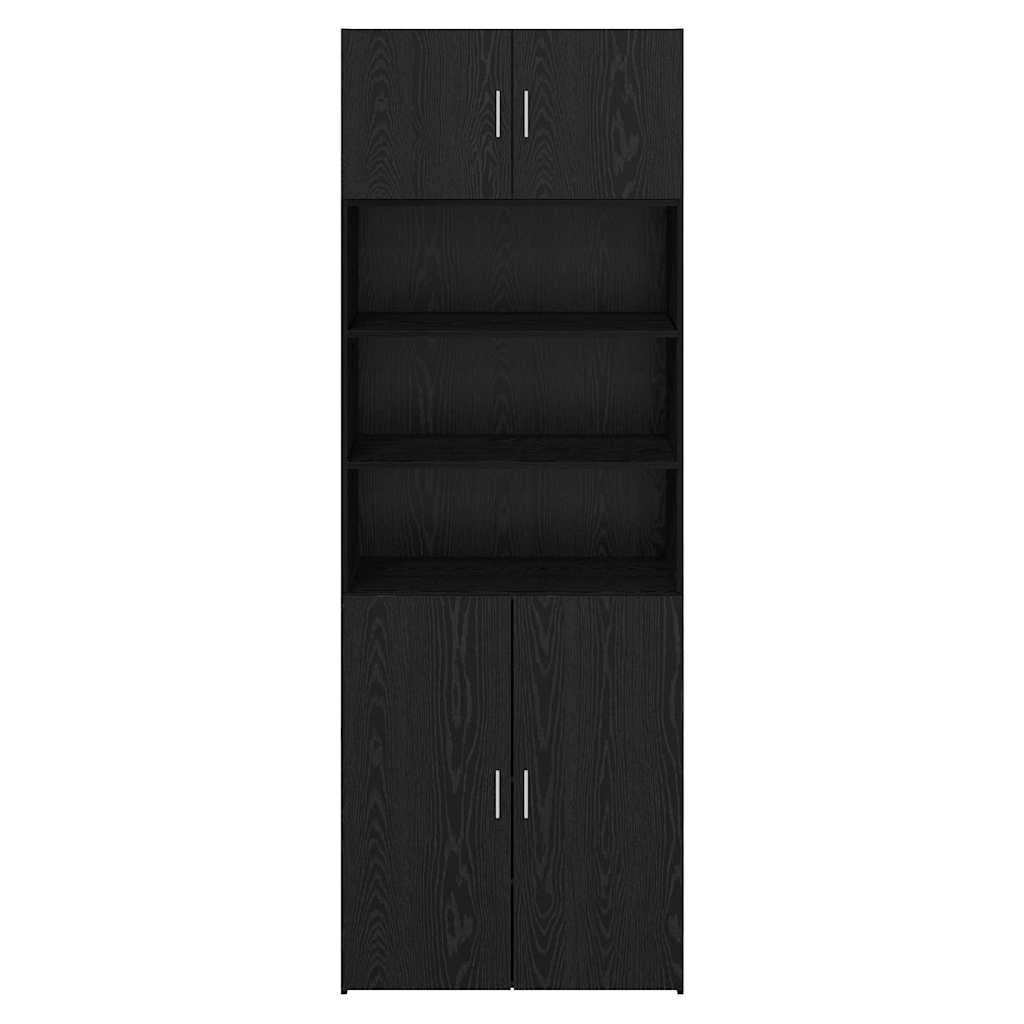 Aufbewahrungsschrank Schwarz Eichen-Optik 80 x 42,5 x 225 cm