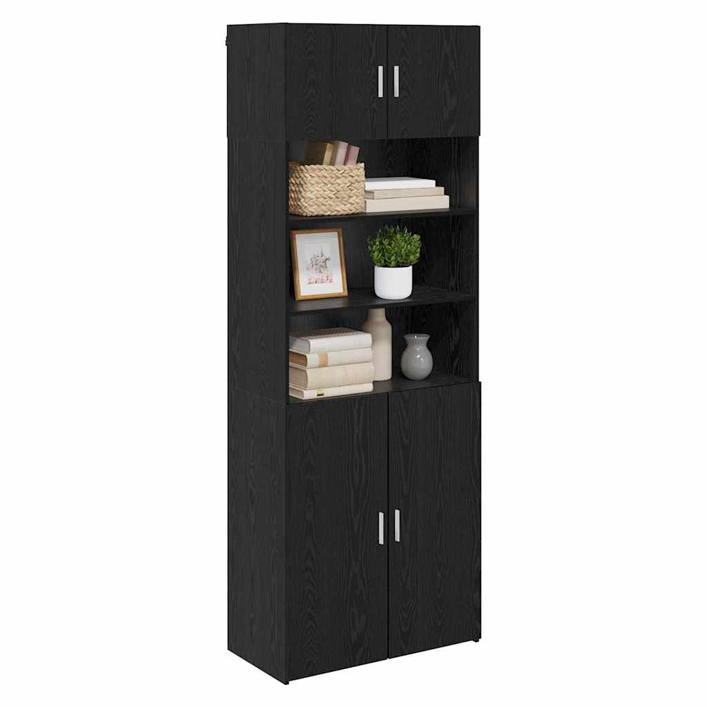 Aufbewahrungsschrank Schwarz Eichen-Optik 80 x 42,5 x 225 cm