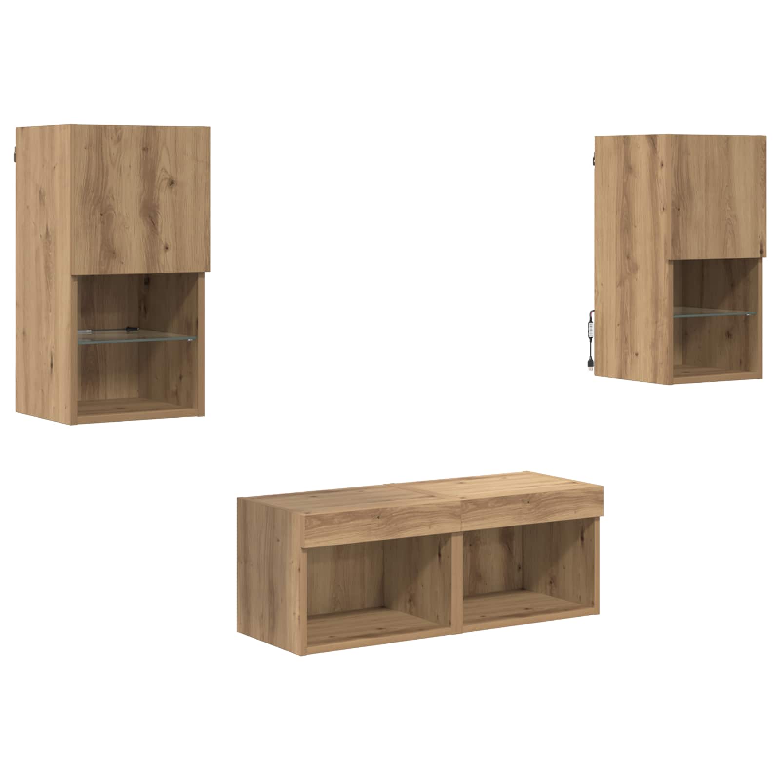 TV-Wandregale Wandmontiert 4 pcs Artisan-Eiche Holzwerkstoff