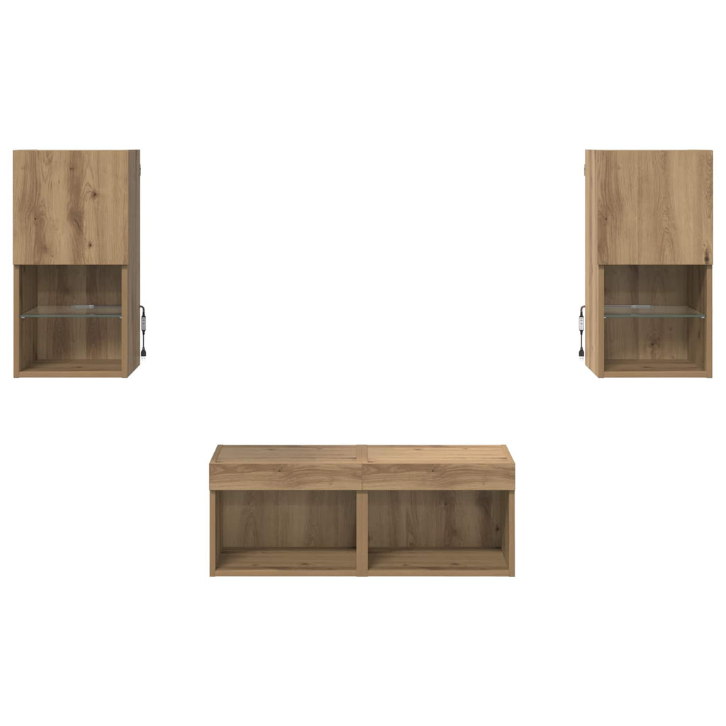 TV-Wandregale Wandmontiert 4 pcs Artisan-Eiche Holzwerkstoff