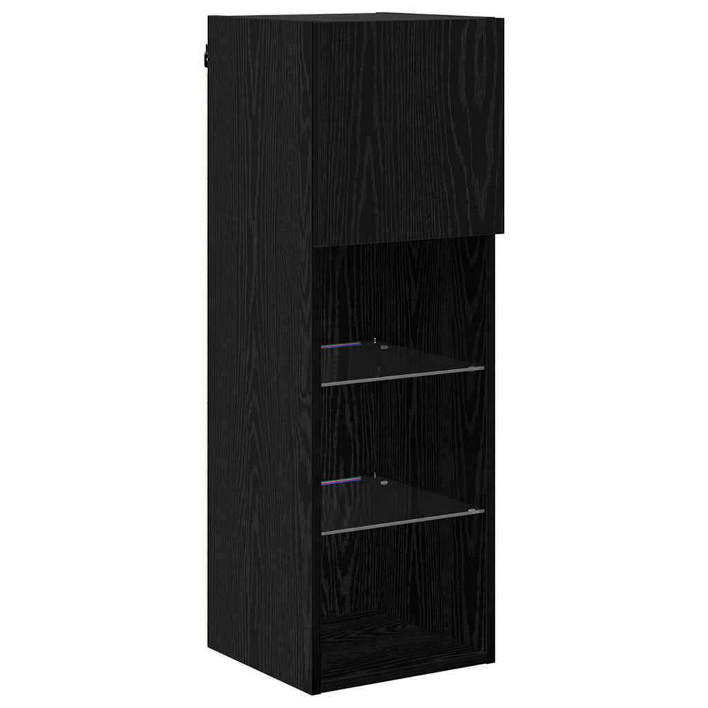 TV-Wandregale 4 pcs Schwarz Eichen-Optik Holzwerkstoff
