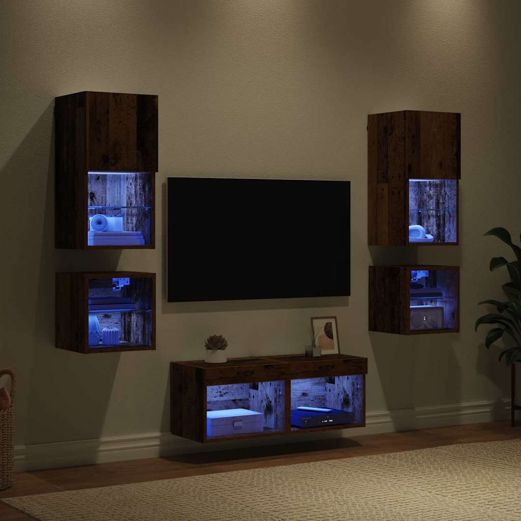 TV-Wandgeräte 8 pcs Altholz Holzwerkstoff