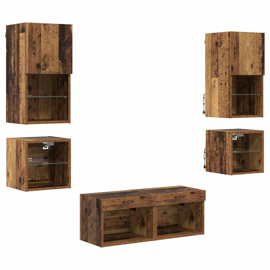 TV-Wandgeräte 8 pcs Altholz Holzwerkstoff