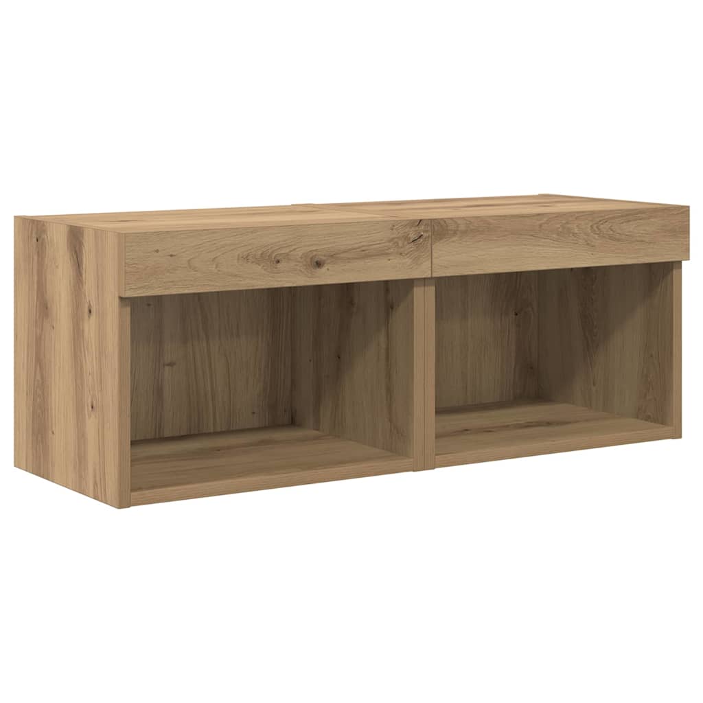 TV-Wandgeräte 5 pcs Schwarz Eichen-Optik Holzwerkstoff