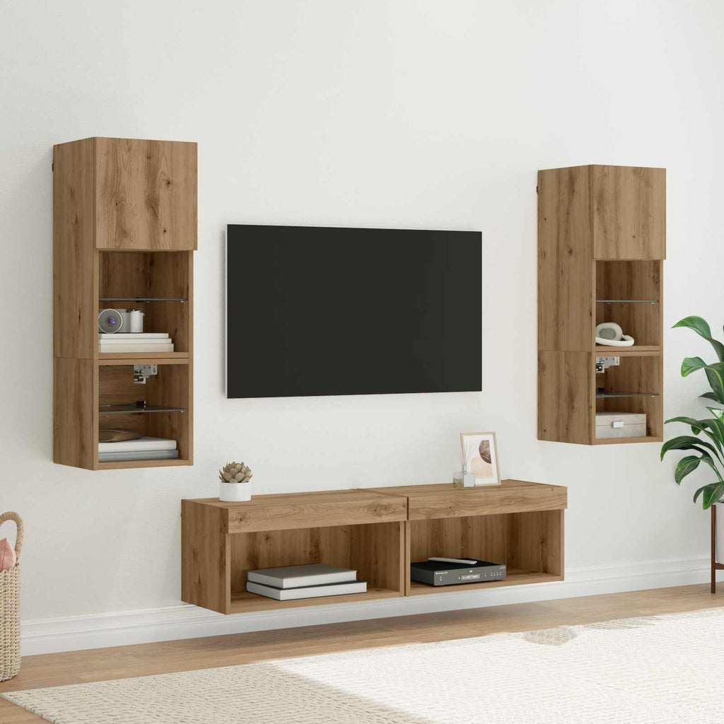 TV-Wandmöbel Wandmontiert 6 pcs Artisan-Eiche Holzwerkstoff