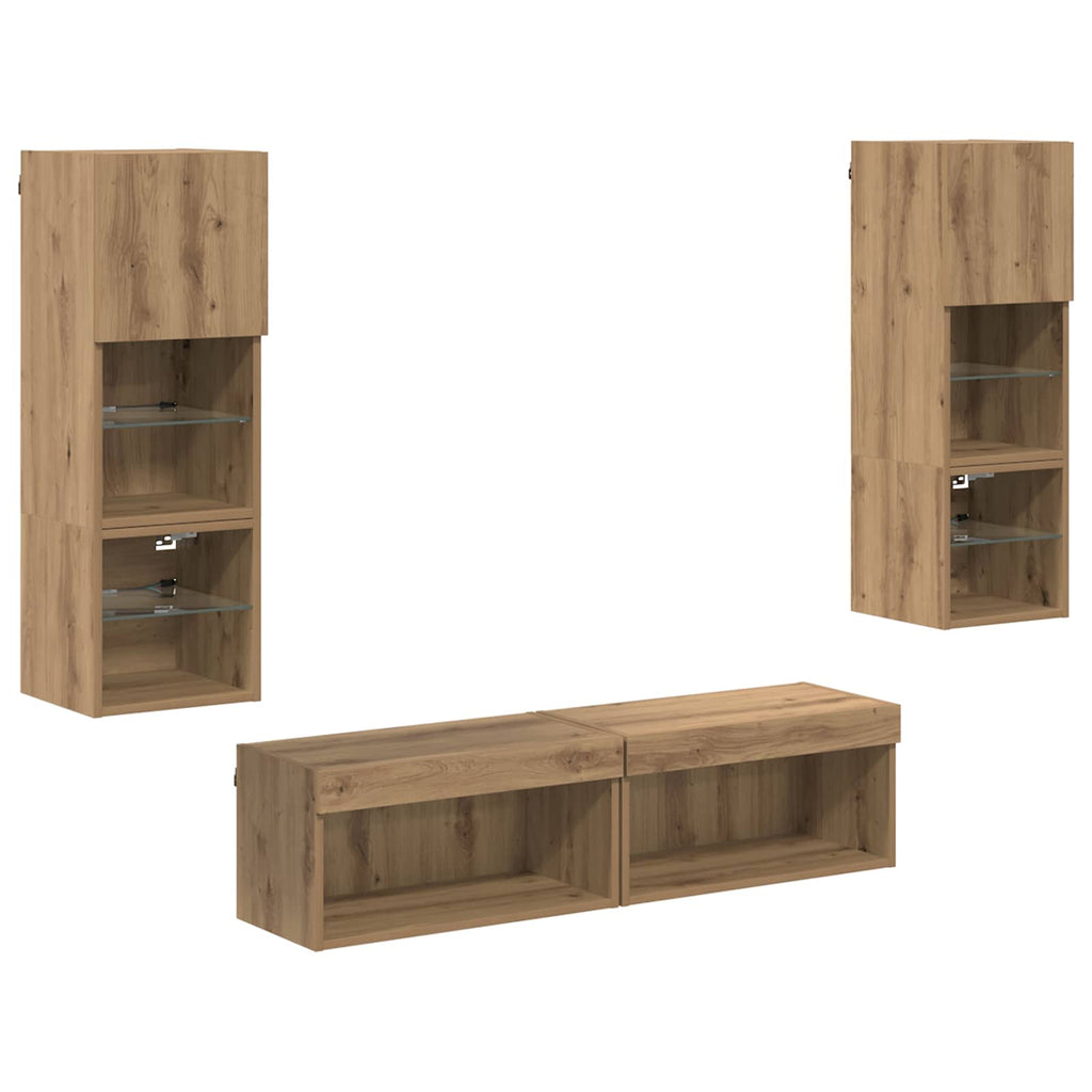 TV-Wandmöbel Wandmontiert 6 pcs Artisan-Eiche Holzwerkstoff
