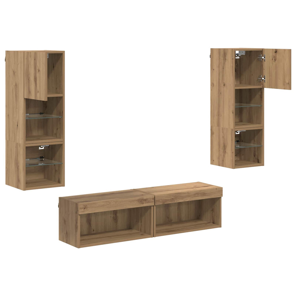 TV-Wandmöbel Wandmontiert 6 pcs Artisan-Eiche Holzwerkstoff