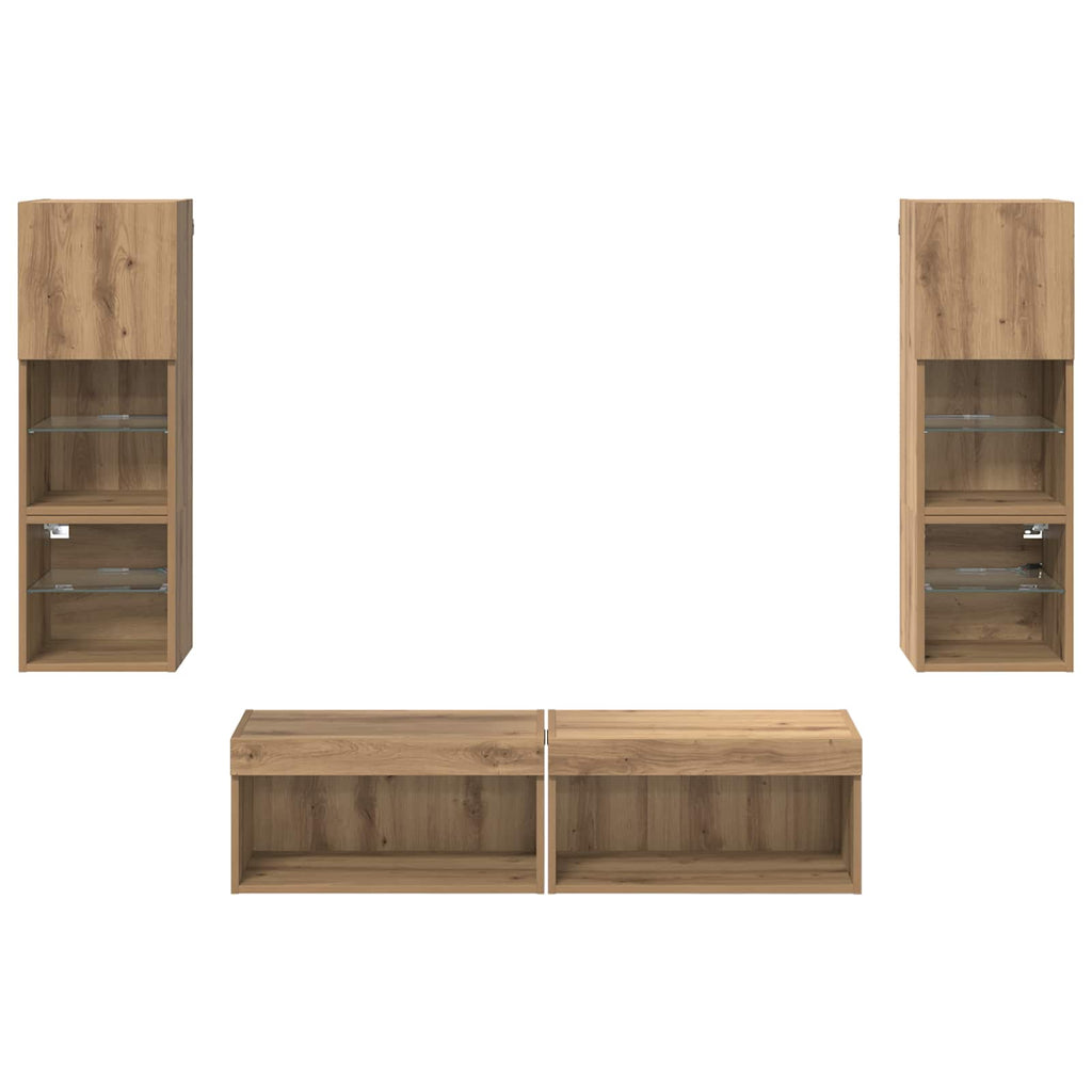 TV-Wandmöbel Wandmontiert 6 pcs Artisan-Eiche Holzwerkstoff