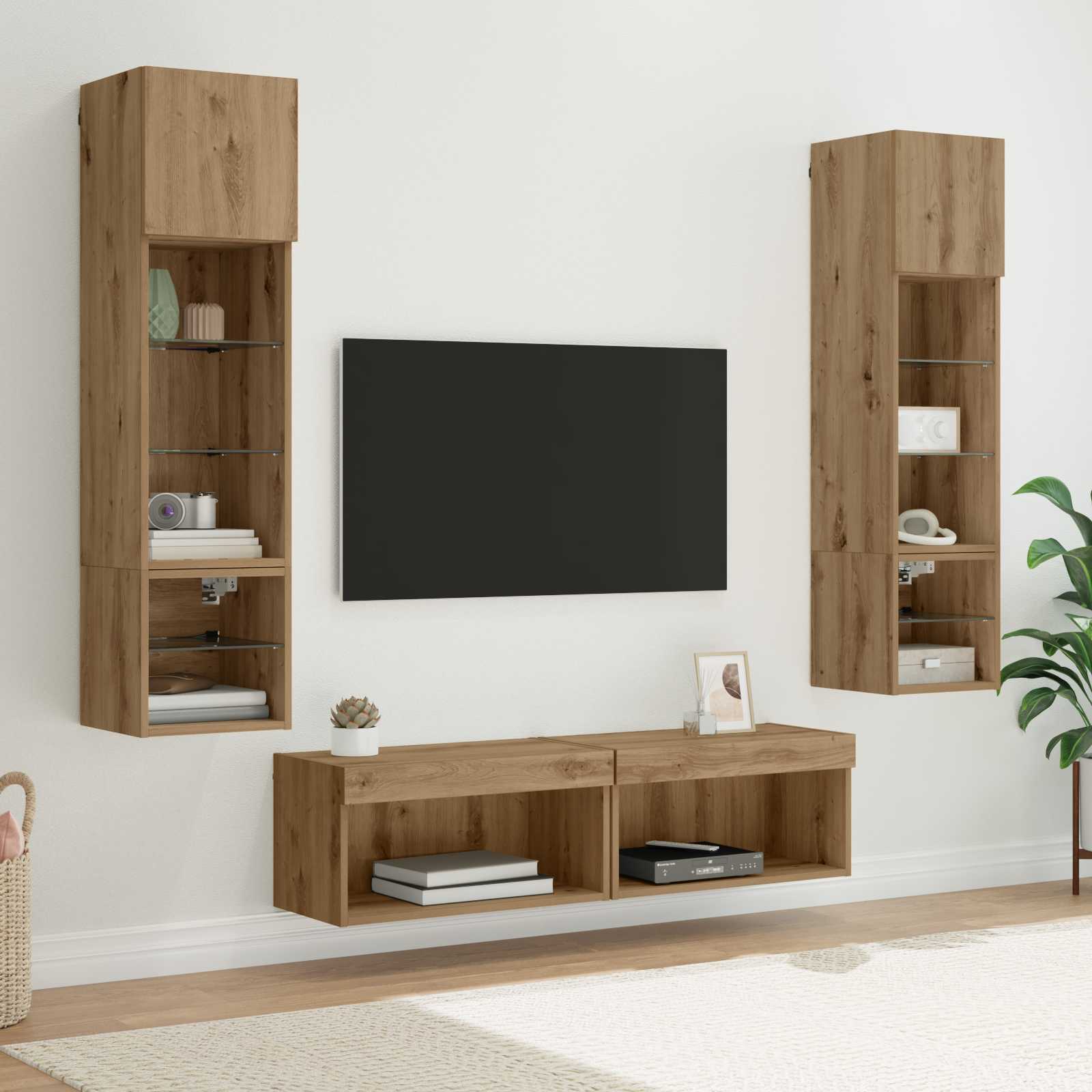 TV-Wandmöbel Wandmontiert 6 pcs Artisan-Eiche Holzwerkstoff