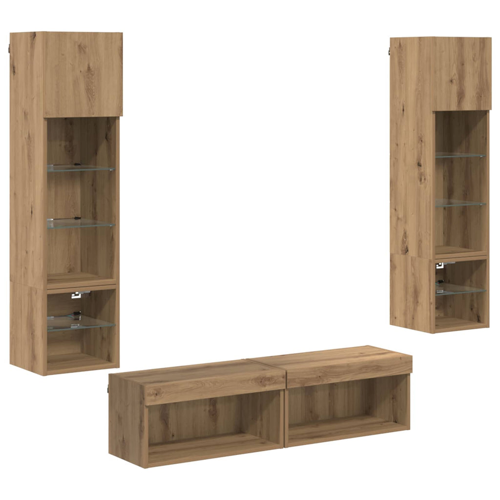 TV-Wandmöbel Wandmontiert 6 pcs Artisan-Eiche Holzwerkstoff