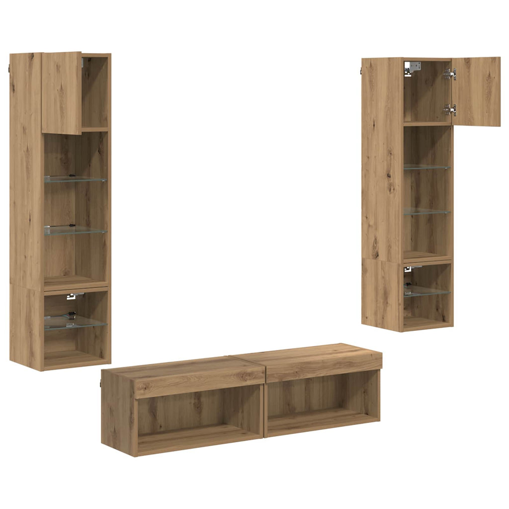 TV-Wandmöbel Wandmontiert 6 pcs Artisan-Eiche Holzwerkstoff