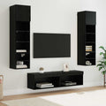 TV-Wandmöbel 6 pcs Schwarz Eichen-Optik Holzwerkstoff