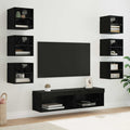 TV-Schränk mit LED-Lichtleisten 8 pcs Schwarz Eichen-Optik Glas