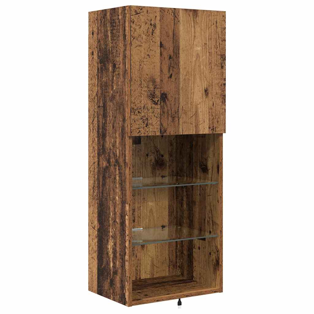 TV-Wandgeräte mit LED-Lichtleisten 4 pcs Altholz Holzwerkstoff