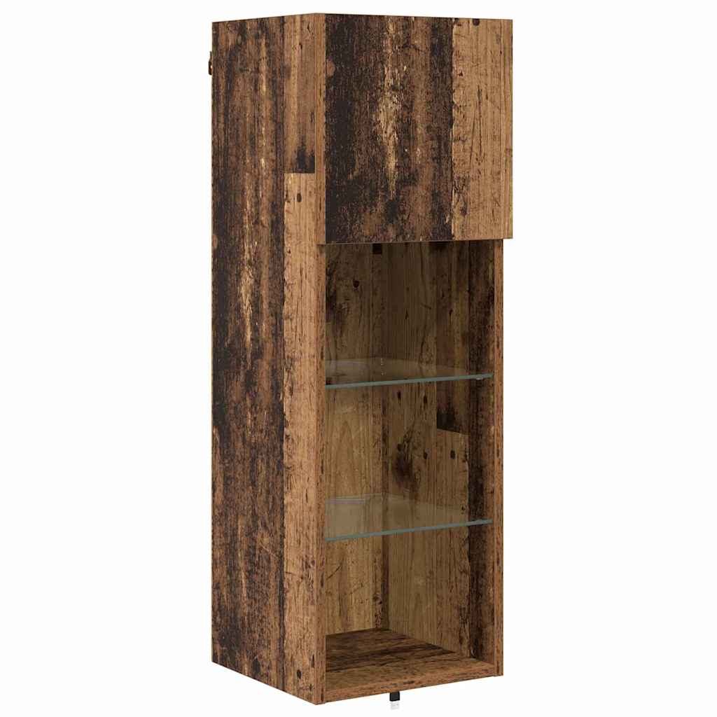 TV-Wandgeräte mit LED-Lichtleisten 4 pcs Altholz Holzwerkstoff
