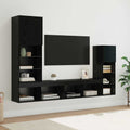 TV-Wandgeräte 4 pcs Schwarz Eichen-Optik Holzwerkstoff