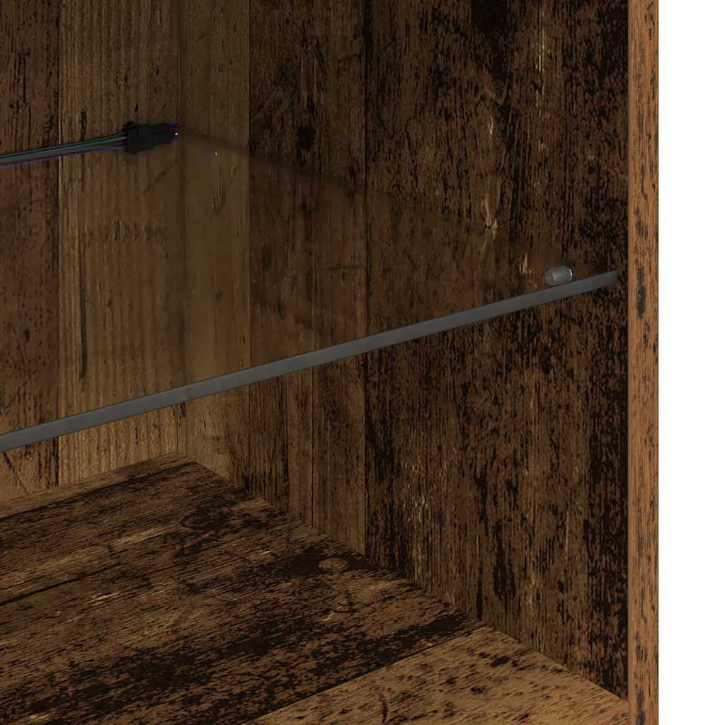 TV-Wandgeräte mit LED-Lichtleisten Altholz Holzwerkstoff