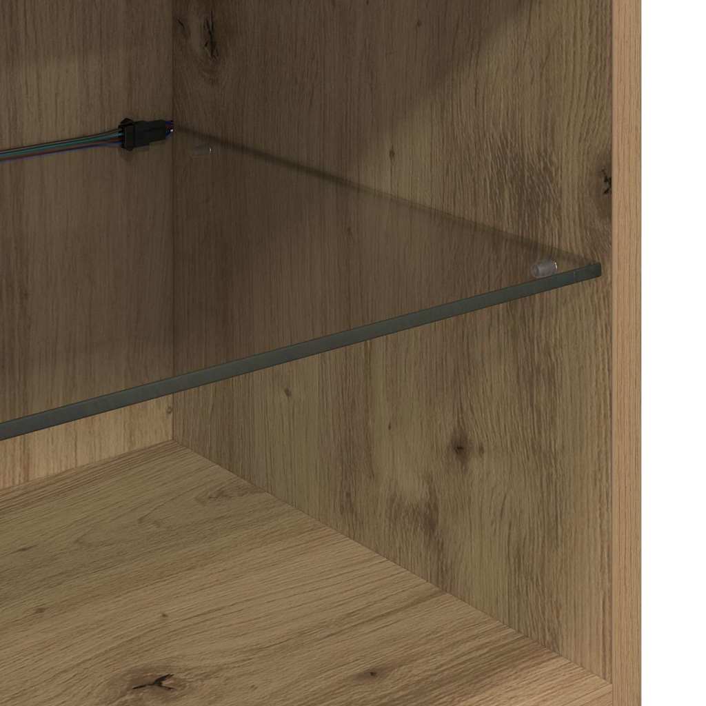 TV-Wandgeräte mit LED-Lichtleisten Artisan-Eiche Holzwerkstoff