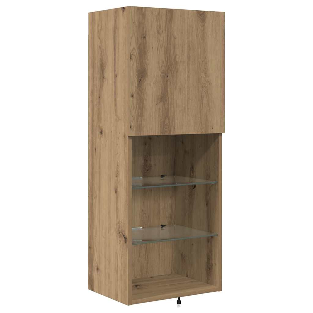 TV-Wandgeräte mit LED-Lichtleisten Artisan-Eiche Holzwerkstoff