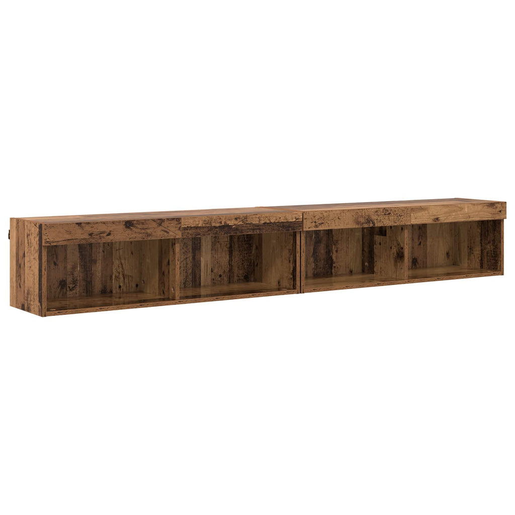 TV Wand Einheiten mit LED 5 pcs Altholz Holzwerkstoff