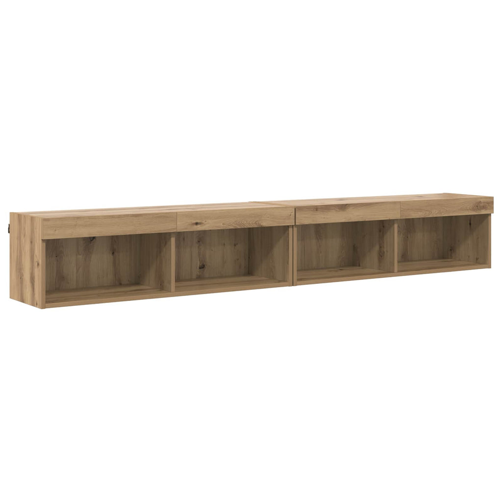 TV Wand Einheiten mit LED 5 pcs Artisan-Eiche Holzwerkstoff