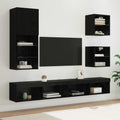 TV Wand Einheiten mit LED 5 pcs Schwarz Eichen-Optik