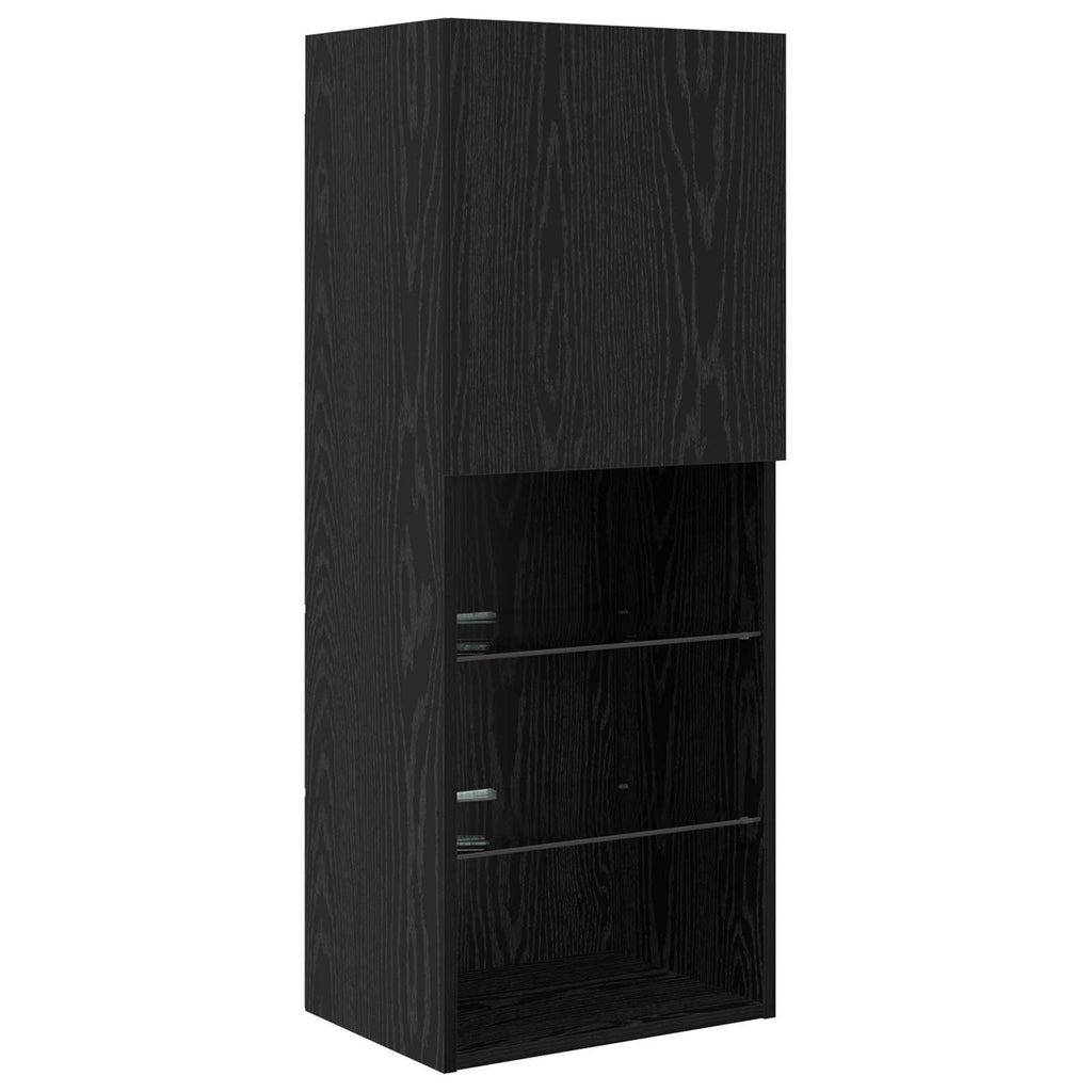 TV Wand Einheiten mit LED 5 pcs Schwarz Eichen-Optik
