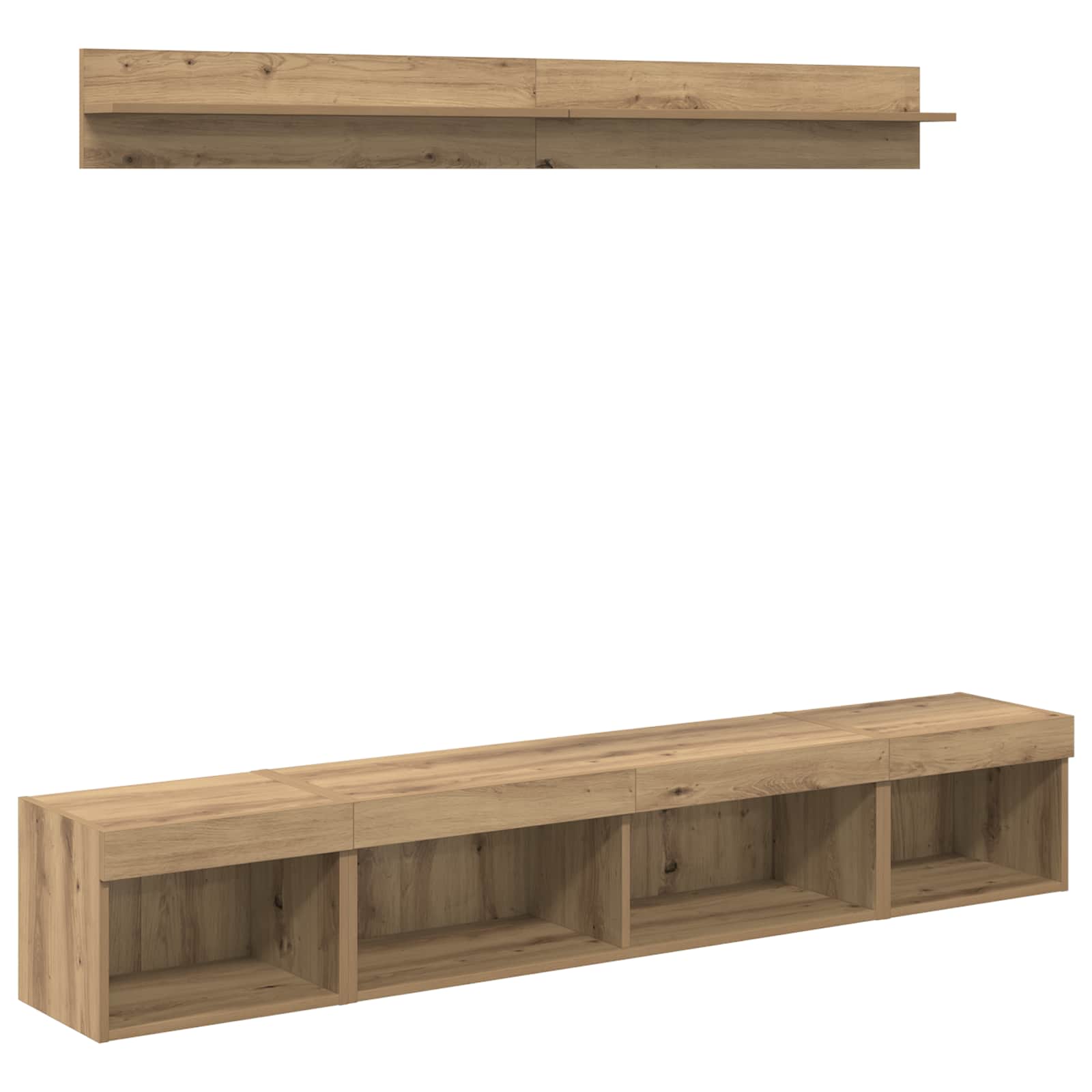 TV-Wandregal-Set mit LED 5 pcs Artisan-Eiche Holzwerkstoff