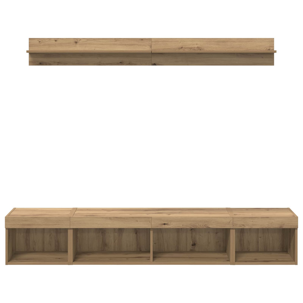 TV-Wandregal-Set mit LED 5 pcs Artisan-Eiche Holzwerkstoff