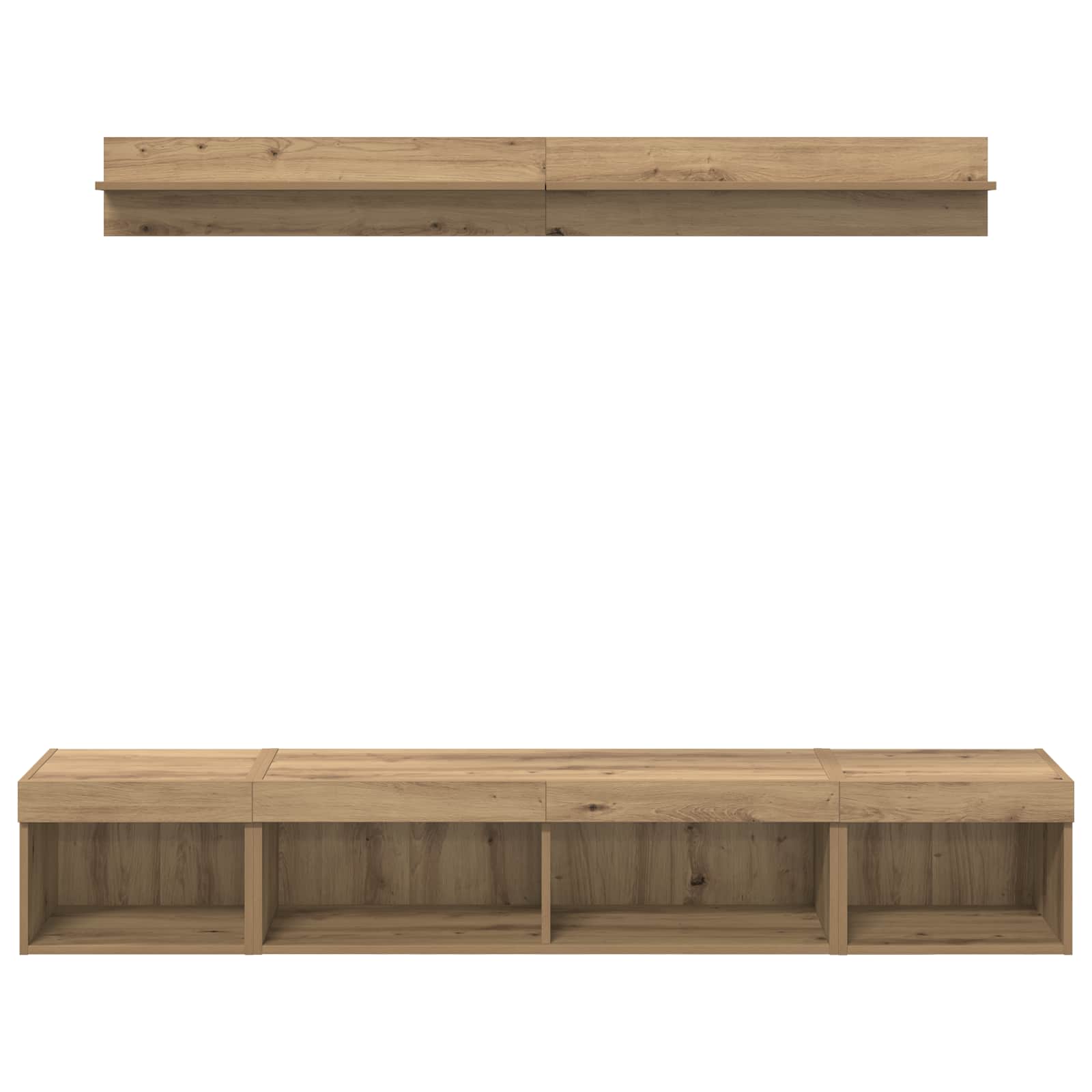 TV-Wandregal-Set mit LED 5 pcs Artisan-Eiche Holzwerkstoff