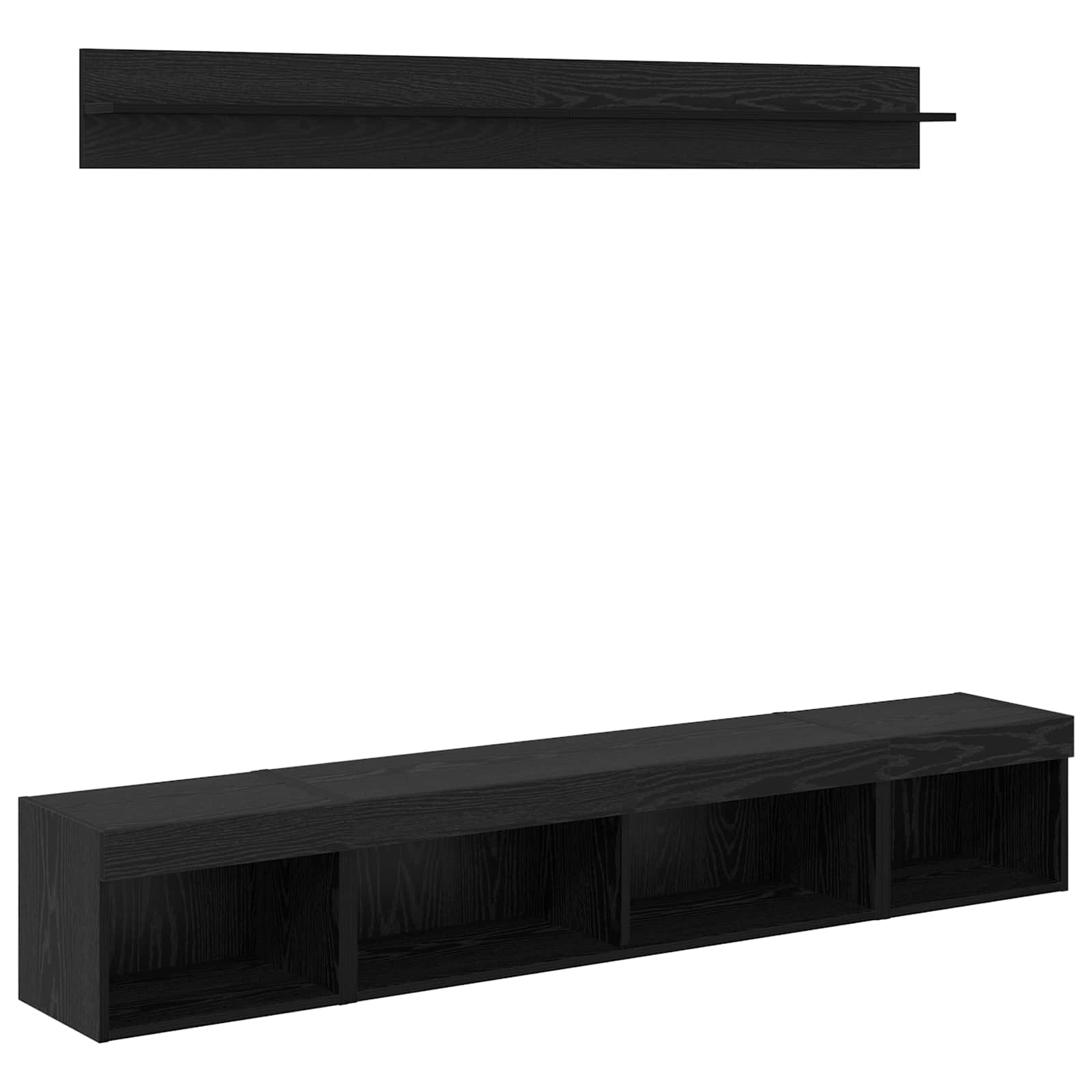 TV-Wandregal-Set 5 pcs Schwarz Eichen-Optik Holzwerkstoff