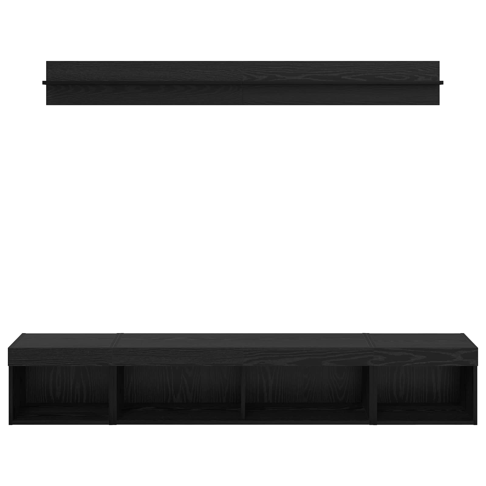 TV-Wandregal-Set 5 pcs Schwarz Eichen-Optik Holzwerkstoff