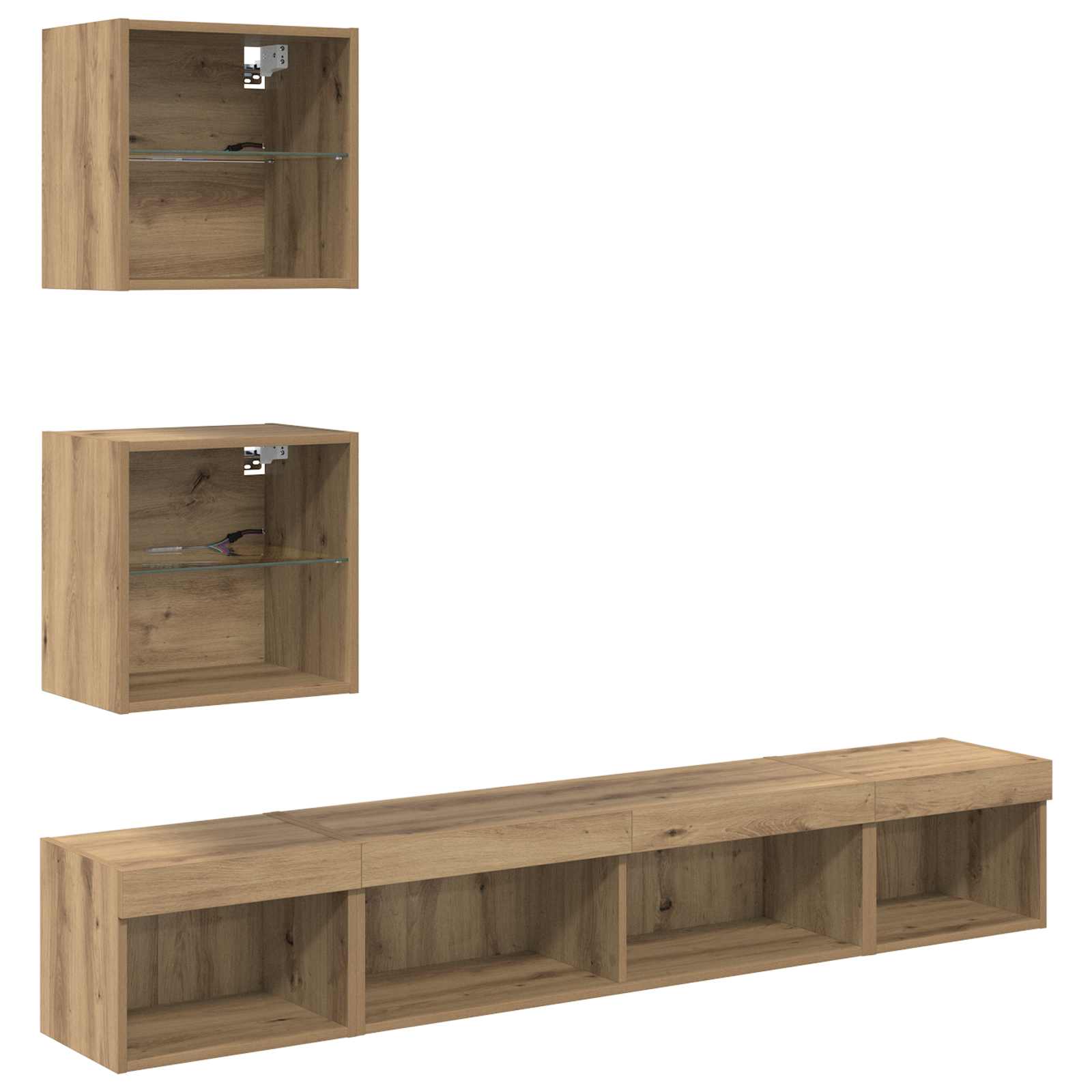 TV Wand Einheiten mit LED 5 pcs Artisan-Eiche Holzwerkstoff