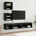 TV Wand Einheiten mit LED mit LED 5 pcs Schwarz Eichen-Optik