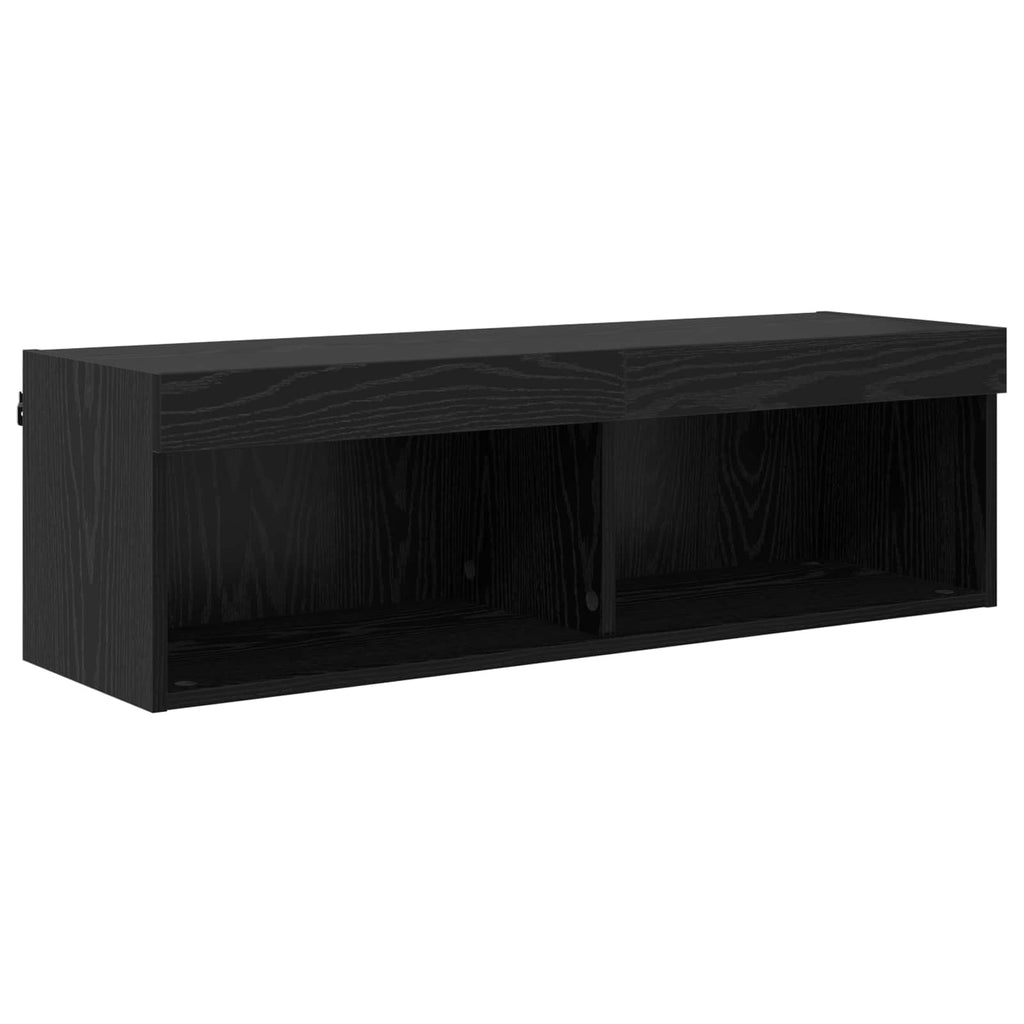 TV Wand Einheiten mit LED mit LED 5 pcs Schwarz Eichen-Optik