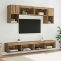 TV Wand Einheiten mit LED 6 pcs Artisan-Eiche Holzwerkstoff