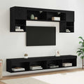 TV Wand Einheiten mit LED 6 pcs Schwarz Eichen-Optik