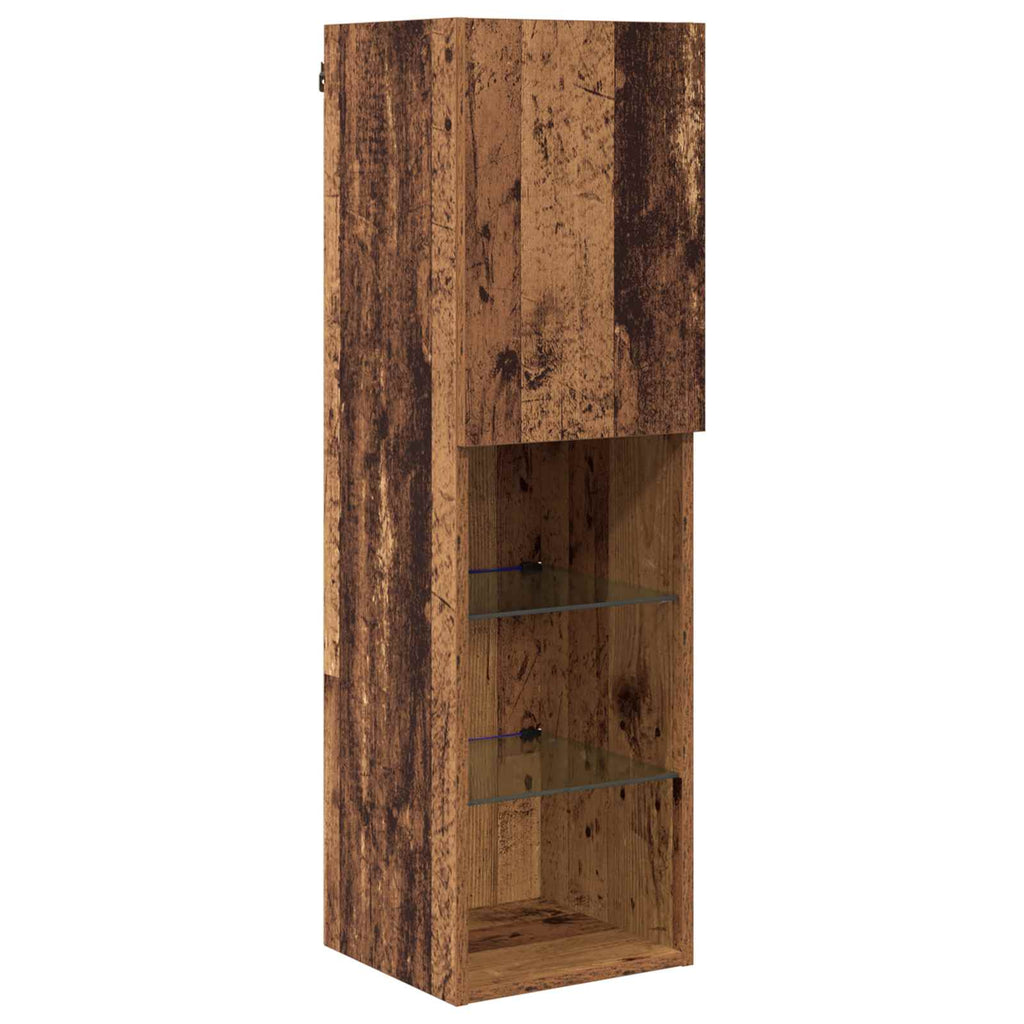 TV-Wandmöbel mit LED Wandmontiert 4 pcs Altholz Holzwerkstoff