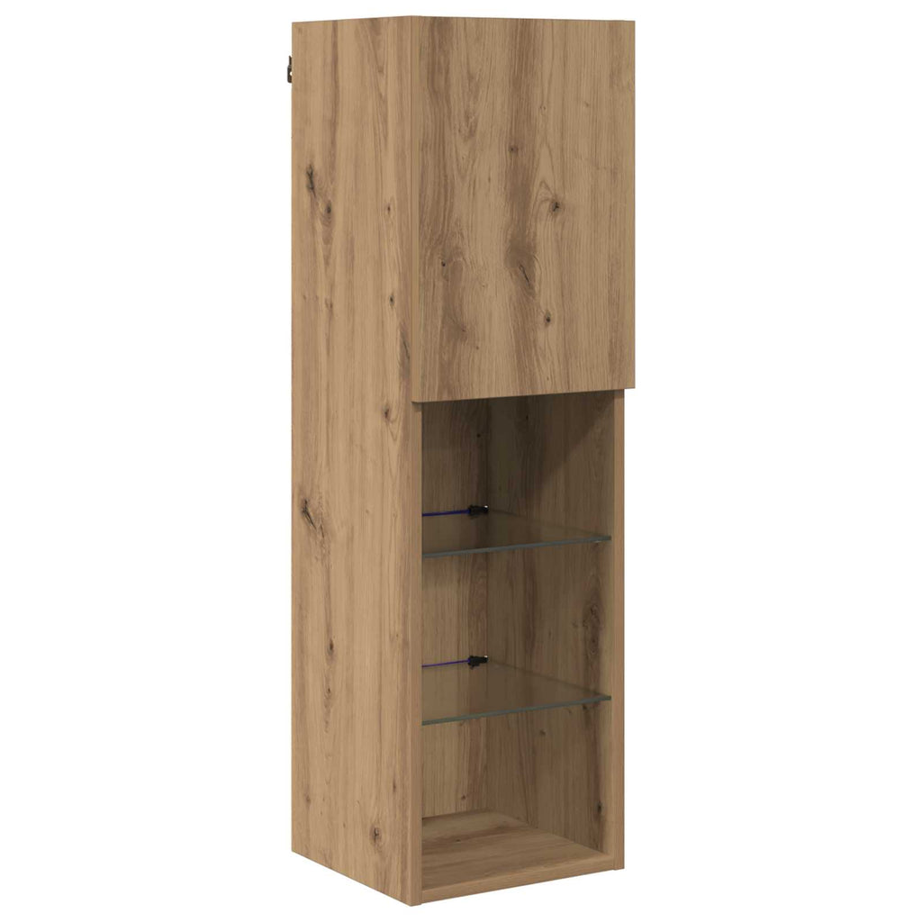 TV-Wandmöbel mit LED 4 pcs Artisan-Eiche Holzwerkstoff