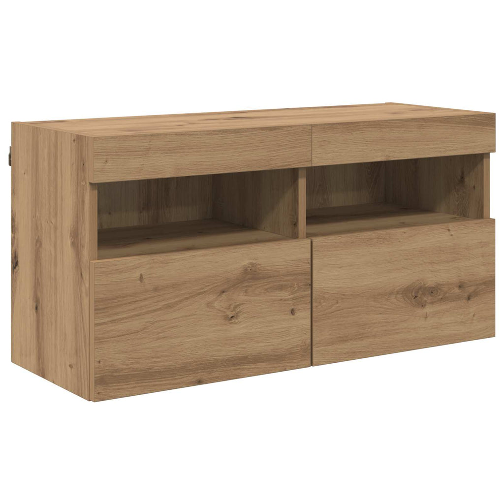 TV-Wandmöbel mit LED 4 pcs Artisan-Eiche Holzwerkstoff