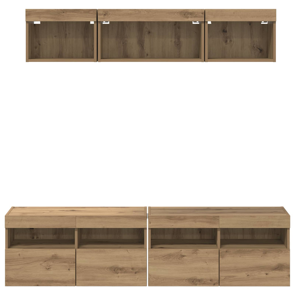 TV Wand Einheiten mit LED 5 pcs Artisan-Eiche 80 x 30 x 40 cm