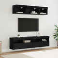 TV Wand Einheiten mit LED mit LED 5 pcs Schwarz Eichen-Optik