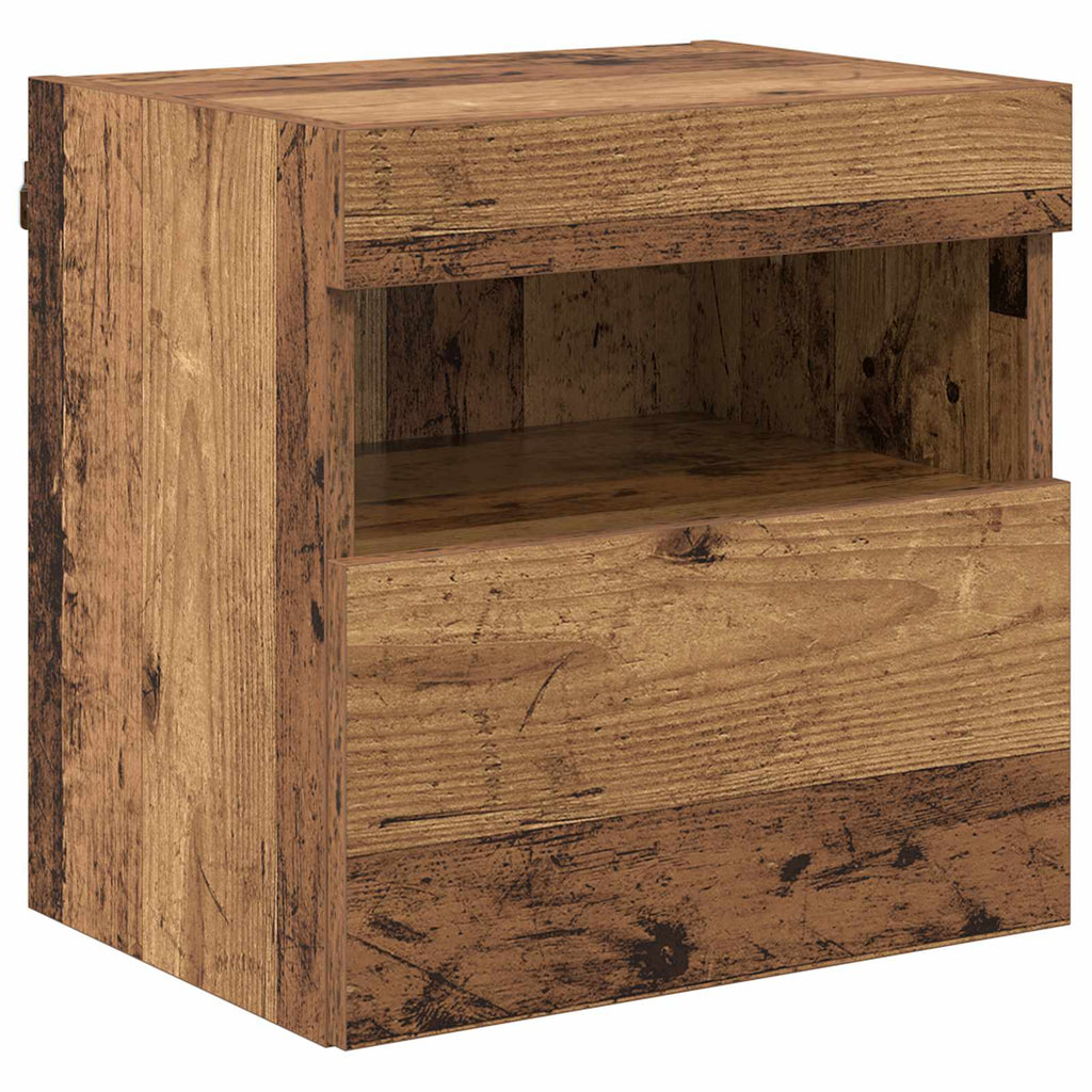 TV-Wandgeräte mit LED-Lichtleisten 6 pcs Altholz Holzwerkstoff