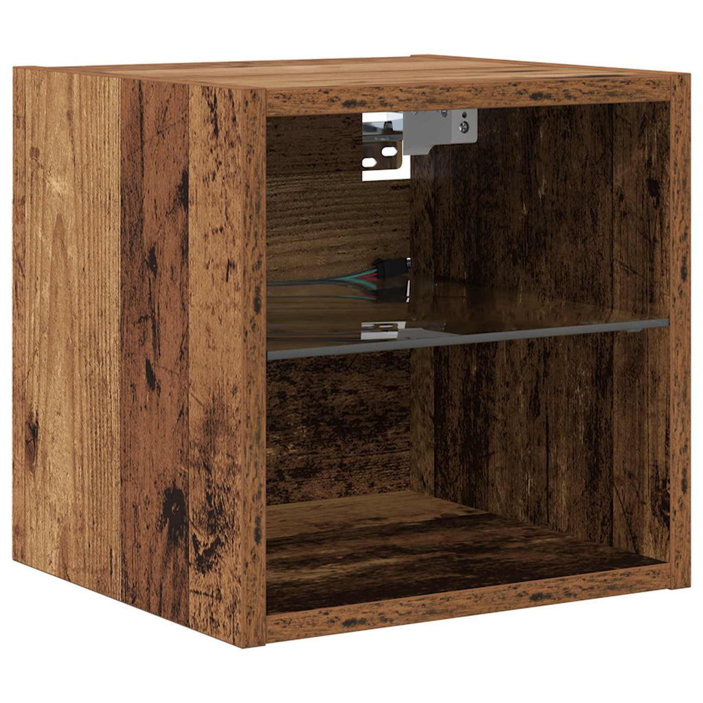 TV-Wandgeräte mit LED-Lichtleisten 6 pcs Altholz Holzwerkstoff