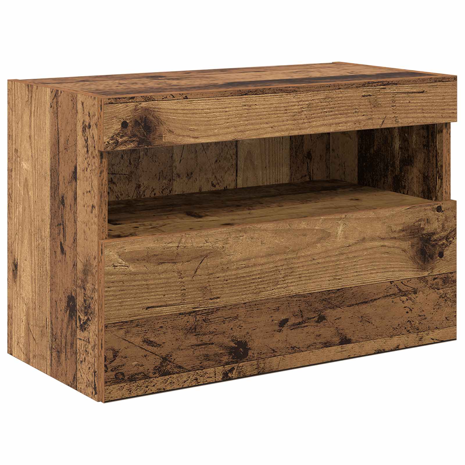 TV-Wandgeräte mit LED-Lichtleisten 6 pcs Altholz Holzwerkstoff